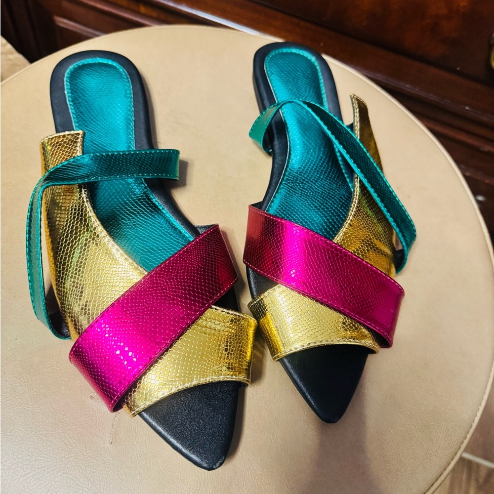 Multicolor Strappy Women's Sandals 10.5